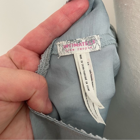 Intimately Free People Satin Babydoll Slip Dress Mini Light Blue Size Small - Picture 4 of 7